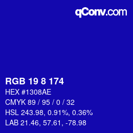 Color code: RGB 19 8 174 | qconv.com