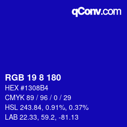 Color code: RGB 19 8 180 | qconv.com