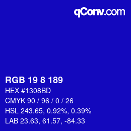 Color code: RGB 19 8 189 | qconv.com