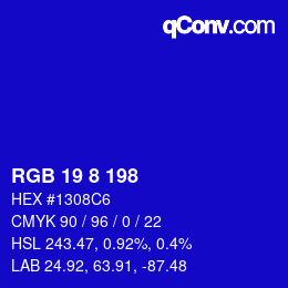 Color code: RGB 19 8 198 | qconv.com