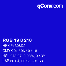 Color code: RGB 19 8 210 | qconv.com