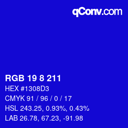 Color code: RGB 19 8 211 | qconv.com
