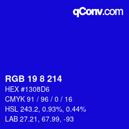 Color code: RGB 19 8 214 | qconv.com