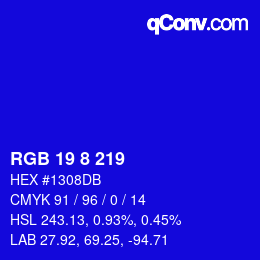 Color code: RGB 19 8 219 | qconv.com