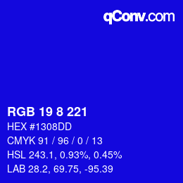 Color code: RGB 19 8 221 | qconv.com