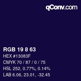 Color code: RGB 19 8 63 | qconv.com