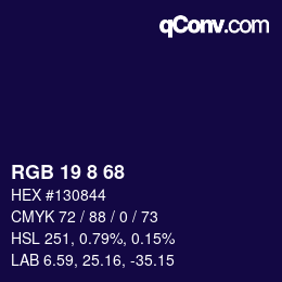 Color code: RGB 19 8 68 | qconv.com