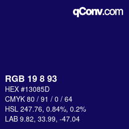 Color code: RGB 19 8 93 | qconv.com