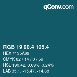 カラーコード: RGB 19 90.4 105.4 | qconv.com