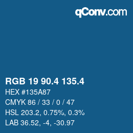 カラーコード: RGB 19 90.4 135.4 | qconv.com