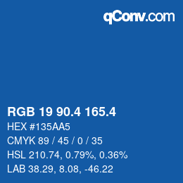 カラーコード: RGB 19 90.4 165.4 | qconv.com