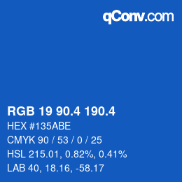 カラーコード: RGB 19 90.4 190.4 | qconv.com