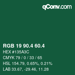 カラーコード: RGB 19 90.4 60.4 | qconv.com