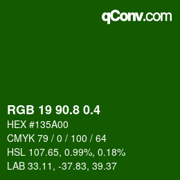 カラーコード: RGB 19 90.8 0.4 | qconv.com