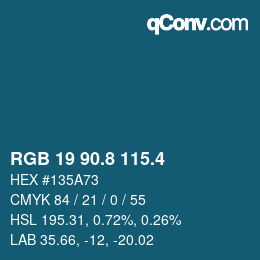 カラーコード: RGB 19 90.8 115.4 | qconv.com