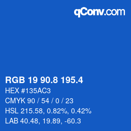 カラーコード: RGB 19 90.8 195.4 | qconv.com