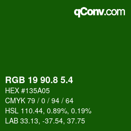 カラーコード: RGB 19 90.8 5.4 | qconv.com