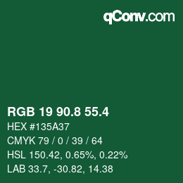 カラーコード: RGB 19 90.8 55.4 | qconv.com