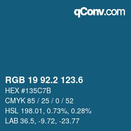 カラーコード: RGB 19 92.2 123.6 | qconv.com