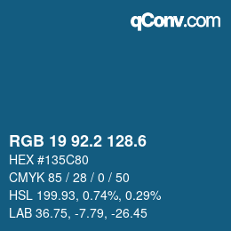 カラーコード: RGB 19 92.2 128.6 | qconv.com