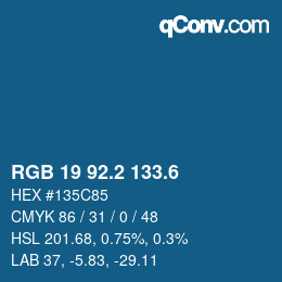 カラーコード: RGB 19 92.2 133.6 | qconv.com