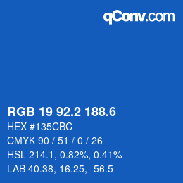 カラーコード: RGB 19 92.2 188.6 | qconv.com
