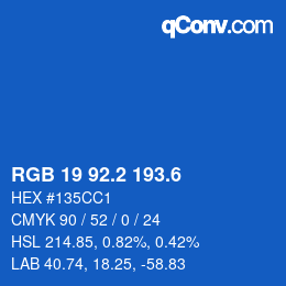 カラーコード: RGB 19 92.2 193.6 | qconv.com