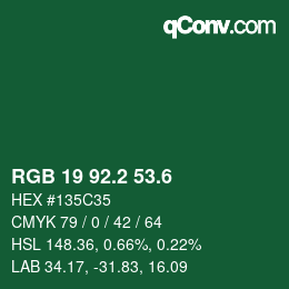 カラーコード: RGB 19 92.2 53.6 | qconv.com