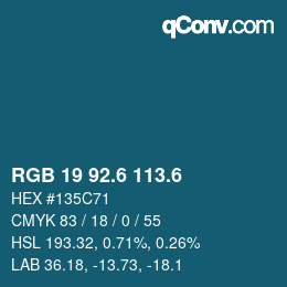 カラーコード: RGB 19 92.6 113.6 | qconv.com