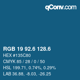 カラーコード: RGB 19 92.6 128.6 | qconv.com