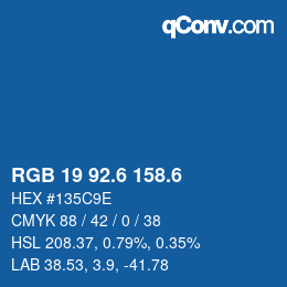 カラーコード: RGB 19 92.6 158.6 | qconv.com