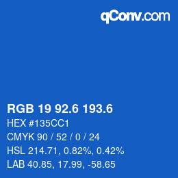 カラーコード: RGB 19 92.6 193.6 | qconv.com
