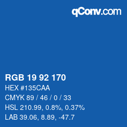 颜色代码: RGB 19 92 170 | qconv.com