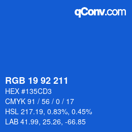 颜色代码: RGB 19 92 211 | qconv.com