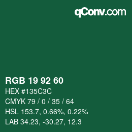 Color code: RGB 19 92 60 | qconv.com