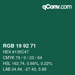 カラーコード: RGB 19 92 71 | qconv.com