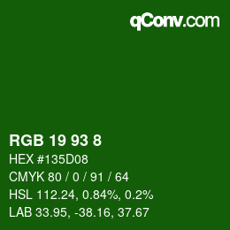 Color code: RGB 19 93 8 | qconv.com