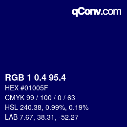 カラーコード: RGB 1 0.4 95.4 | qconv.com