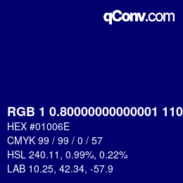 カラーコード: RGB 1 0.80000000000001 110.4 | qconv.com