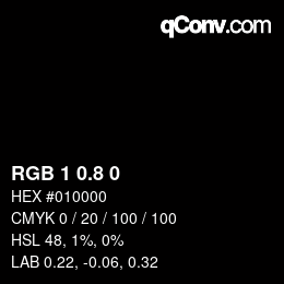 カラーコード: RGB 1 0.8 0 | qconv.com