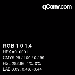 カラーコード: RGB 1 0 1.4 | qconv.com