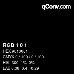 カラーコード: RGB 1 0 1 | qconv.com