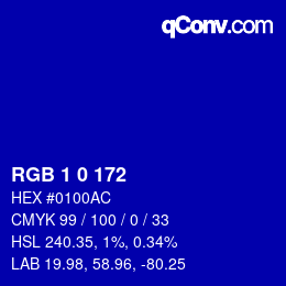 Color code: RGB 1 0 172 | qconv.com
