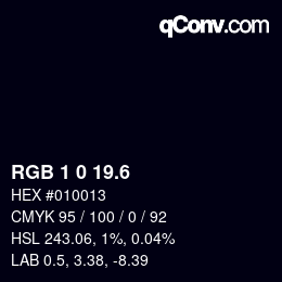 カラーコード: RGB 1 0 19.6 | qconv.com