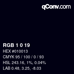 Color code: RGB 1 0 19 | qconv.com