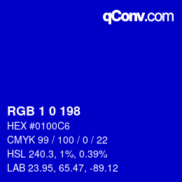 Color code: RGB 1 0 198 | qconv.com