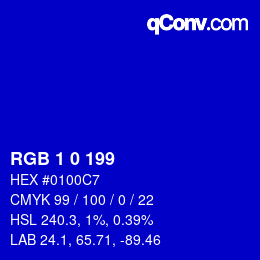 Color code: RGB 1 0 199 | qconv.com