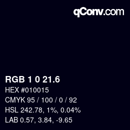 カラーコード: RGB 1 0 21.6 | qconv.com