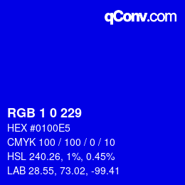 Color code: RGB 1 0 229 | qconv.com