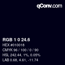 カラーコード: RGB 1 0 24.6 | qconv.com